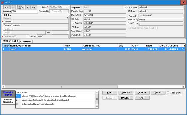 Bill screen shot