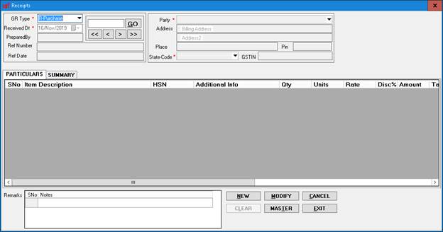 Stock menu option