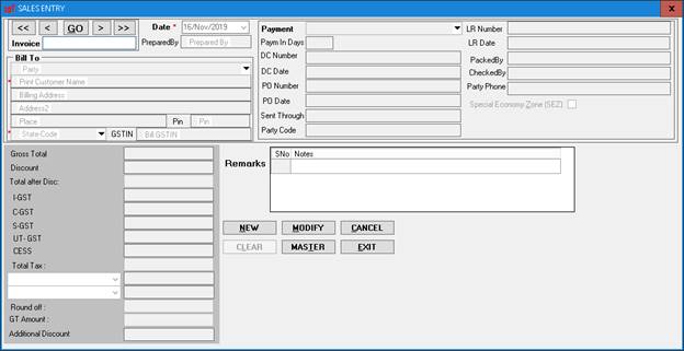 Sales Entry